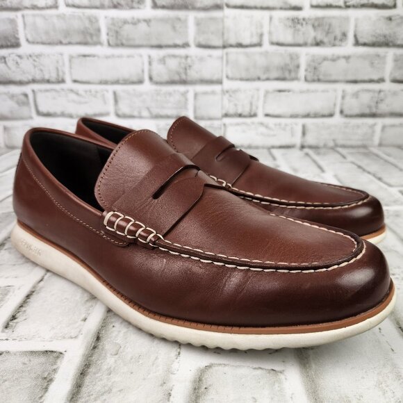 Cole Haan 2.Zerogrand Men Sz 12 M Brown Leather Penny Loafer Slip On Casual Shoe - Picture 1 of 10